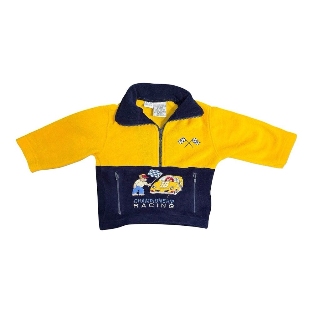 Vtg Baby 1/4 Fleece Pullover Championship Racing 18 Months